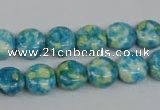 CRF116 15.5 inches 10mm flat round dyed rain flower stone beads