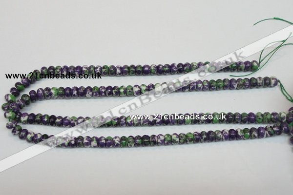 CRF12 15.5 inches 4*6mm rondelle dyed rain flower stone beads wholesale