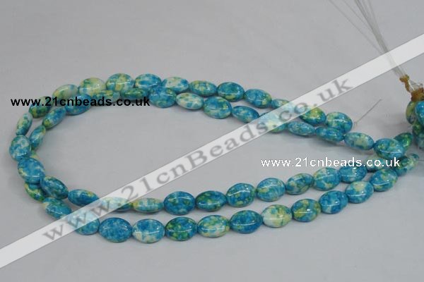 CRF124 15.5 inches 10*14mm oval dyed rain flower stone beads