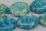 CRF128 15.5 inches 18*25mm oval dyed rain flower stone beads