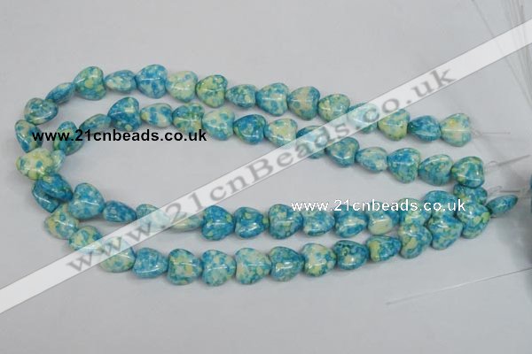 CRF132 15.5 inches 14*14mm heart dyed rain flower stone beads