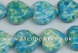 CRF134 15.5 inches 18*18mm heart dyed rain flower stone beads