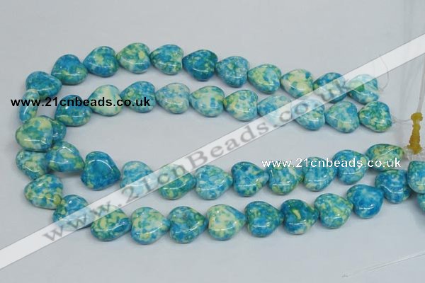 CRF134 15.5 inches 18*18mm heart dyed rain flower stone beads