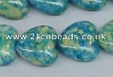 CRF135 15.5 inches 20*20mm heart dyed rain flower stone beads