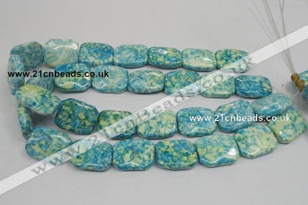 CRF145 15.5 inches 20*26mm rectangle dyed rain flower stone beads