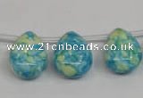 CRF148 Top-drilled 13*18mm flat teardrop dyed rain flower stone beads