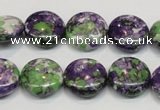 CRF16 15.5 inches 16mm flat round dyed rain flower stone beads