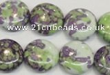 CRF17 15.5 inches 20mm flat round dyed rain flower stone beads