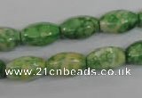 CRF194 15.5 inches 8*14mm rice dyed rain flower stone beads