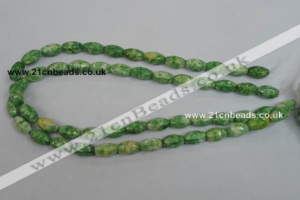 CRF194 15.5 inches 8*14mm rice dyed rain flower stone beads