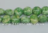 CRF196 15.5 inches 10mm flat round dyed rain flower stone beads