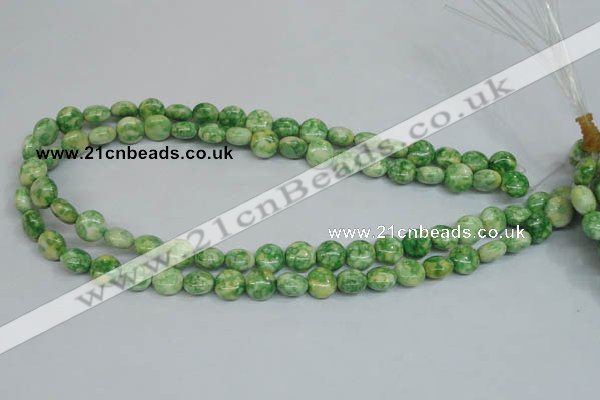 CRF196 15.5 inches 10mm flat round dyed rain flower stone beads