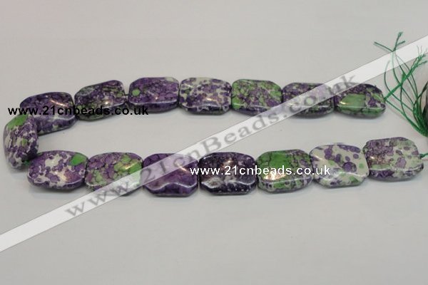 CRF20 15.5 inches 20*26mm rectangle dyed rain flower stone beads