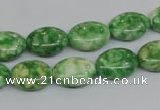 CRF204 15.5 inches 10*14mm oval dyed rain flower stone beads