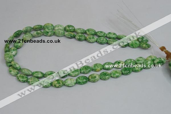 CRF204 15.5 inches 10*14mm oval dyed rain flower stone beads