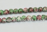 CRF21 15.5 inches 4mm round dyed rain flower stone beads wholesale