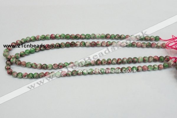 CRF21 15.5 inches 4mm round dyed rain flower stone beads wholesale