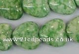 CRF215 15.5 inches 20*20mm heart dyed rain flower stone beads