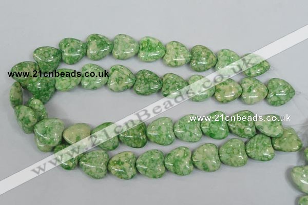CRF215 15.5 inches 20*20mm heart dyed rain flower stone beads