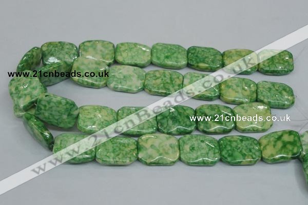 CRF225 15.5 inches 20*26mm rectangle dyed rain flower stone beads