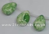 CRF228 Top-drilled 13*18mm flat teardrop dyed rain flower stone beads