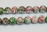 CRF23 15.5 inches 8mm round dyed rain flower stone beads wholesale