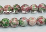 CRF25 15.5 inches 12mm round dyed rain flower stone beads wholesale