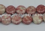 CRF255 15.5 inches 10mm flat round dyed rain flower stone beads