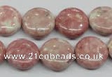 CRF258 15.5 inches 16mm flat round dyed rain flower stone beads