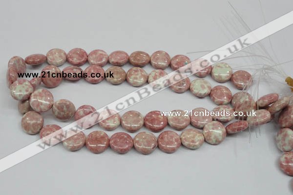 CRF258 15.5 inches 16mm flat round dyed rain flower stone beads