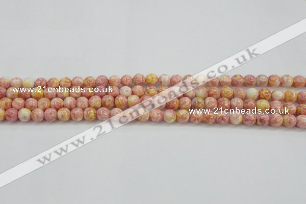 CRF314 15.5 inches 4mm round dyed rain flower stone beads wholesale