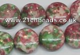 CRF32 15.5 inches 16mm flat round dyed rain flower stone beads