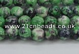 CRF349 15.5 inches 4mm round dyed rain flower stone beads wholesale