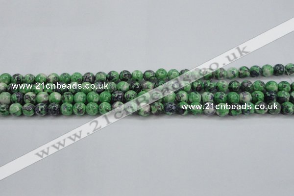 CRF349 15.5 inches 4mm round dyed rain flower stone beads wholesale