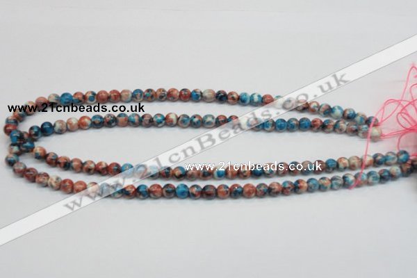 CRF35 15.5 inches 6mm round dyed rain flower stone beads wholesale