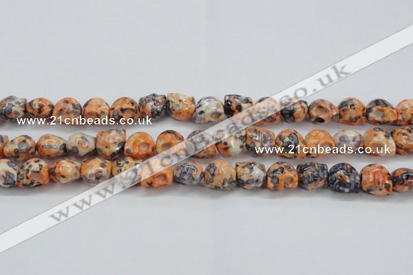 CRF360 15.5 inches 11*12mm skull dyed rain flower stone beads