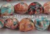 CRF361 15.5 inches 11*12mm skull dyed rain flower stone beads