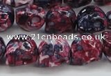 CRF364 15.5 inches 11*12mm skull dyed rain flower stone beads