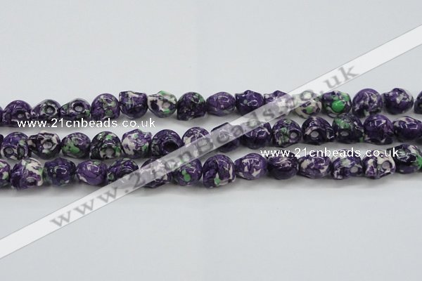 CRF365 15.5 inches 11*12mm skull dyed rain flower stone beads