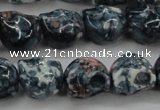 CRF366 15.5 inches 11*12mm skull dyed rain flower stone beads