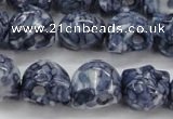 CRF367 15.5 inches 11*12mm skull dyed rain flower stone beads