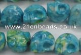 CRF369 15.5 inches 11*12mm skull dyed rain flower stone beads