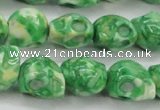 CRF371 15.5 inches 11*12mm skull dyed rain flower stone beads