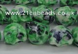 CRF372 15.5 inches 11*12mm skull dyed rain flower stone beads