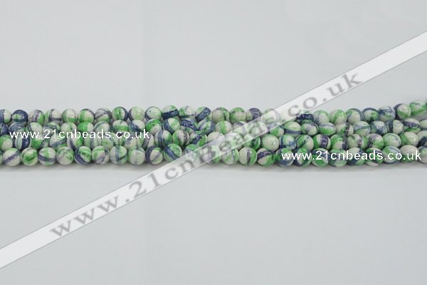 CRF386 15.5 inches 4mm round dyed rain flower stone beads wholesale