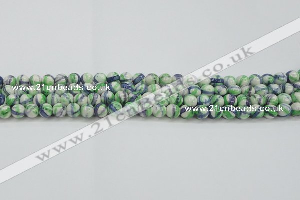 CRF387 15.5 inches 6mm round dyed rain flower stone beads wholesale