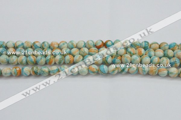 CRF394 15.5 inches 8mm round dyed rain flower stone beads wholesale