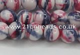 CRF408 15.5 inches 12mm round dyed rain flower stone beads wholesale