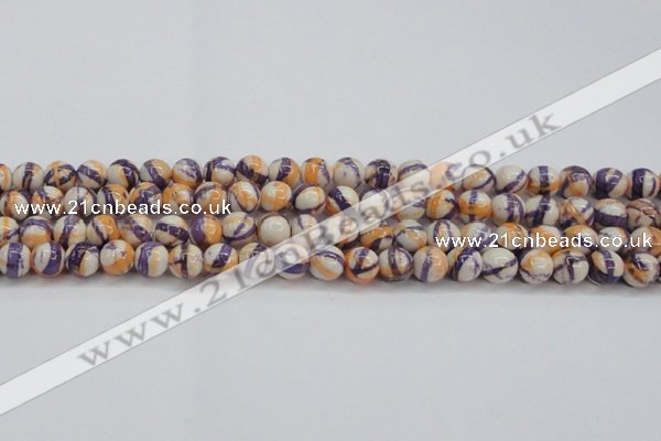 CRF412 15.5 inches 8mm round dyed rain flower stone beads wholesale