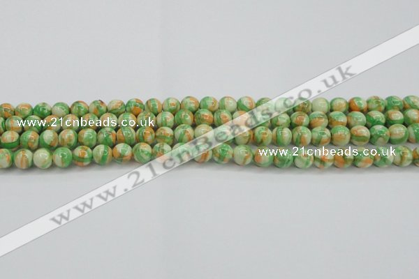 CRF417 15.5 inches 6mm round dyed rain flower stone beads wholesale